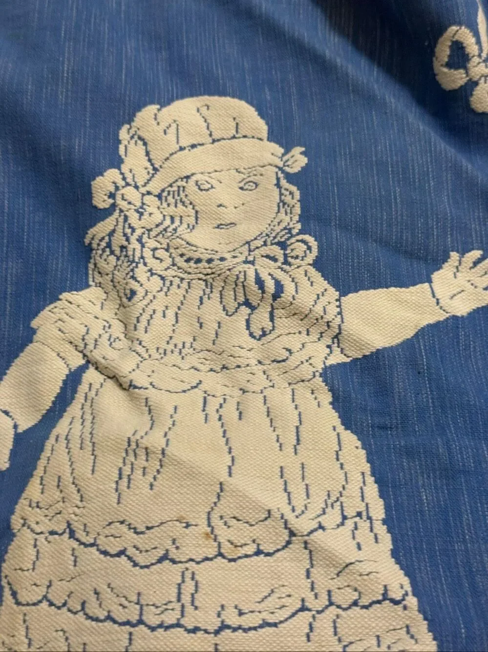 VTG 1930s ERA “DOLLIE STEVENS” TAPESTRY DOLL BLANKET PINK 15 x 21 X 2